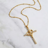 Collier Croix Cœur Entrelacé Doré
