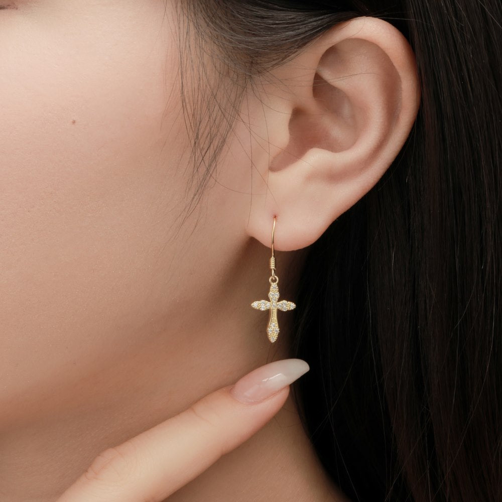 Scintillating cross earrings