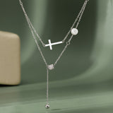 Silver woman cross necklace
