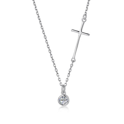 Cross Necklace with Round Pendant