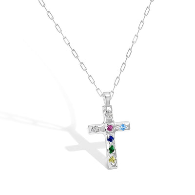 Zirconium Cross Necklace with Colors