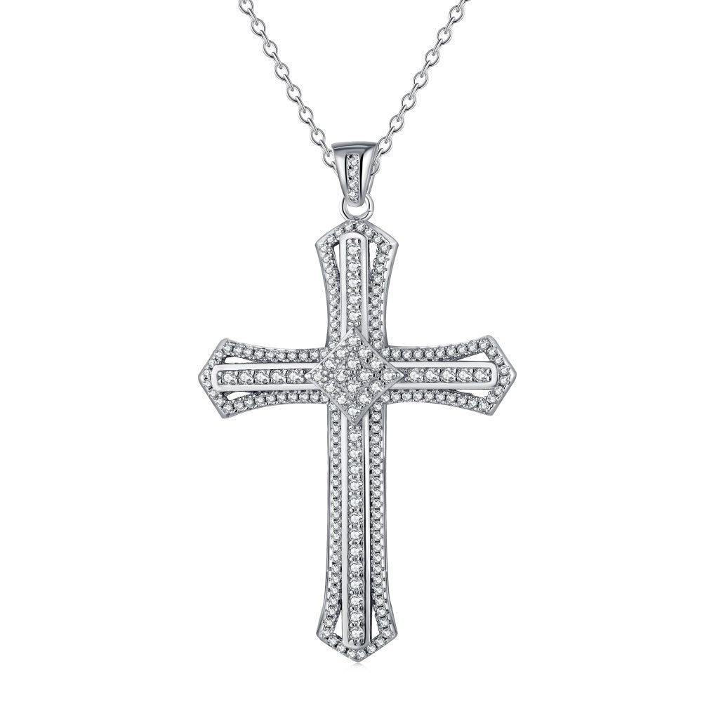 Modern Cross Necklace in Silver