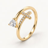 Bague Croix Élégante et Pierre Précieuse