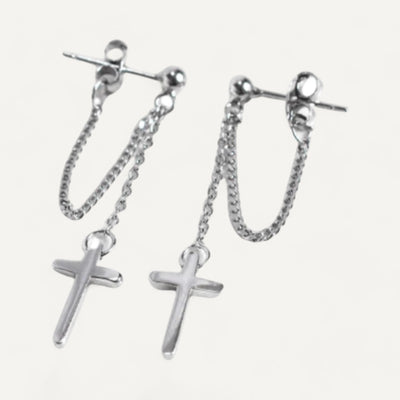 Cross Chain Earrings