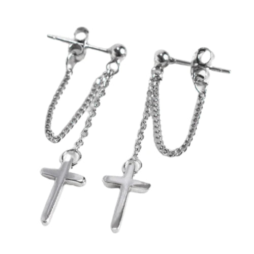 Cross Chain Earrings