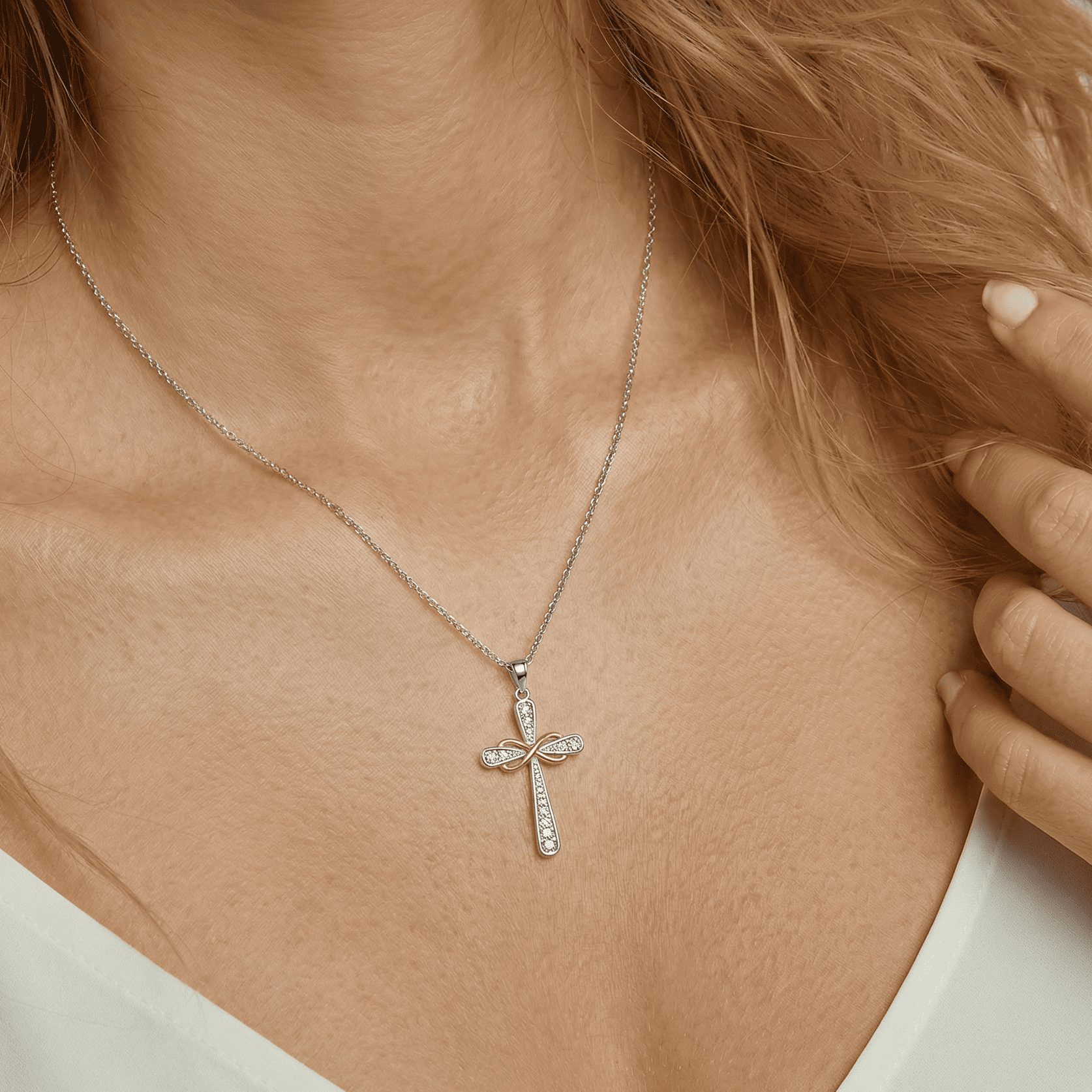 Collier Croix Infini Bicolore