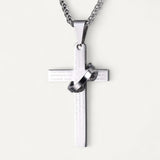Collier Croix Gravée avec Anneau