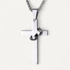 Collier Croix Gravée avec Anneau