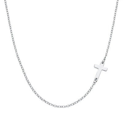 Stainless Steel Lateral Cross Necklace