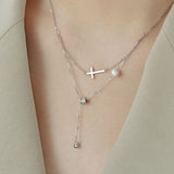 Silver woman cross necklace