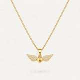 Collier Cœur Ailé en Zircon
