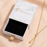 Collier Croix Pendante Ajustable à Zircons