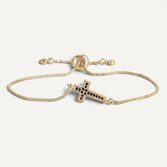 Bracelet Croix Zircon Noir