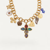 Collier Croix Breloques Doré
