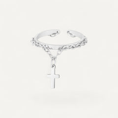 Bague Croix avec Chaîne Élégante