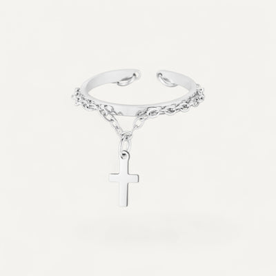 Bague Croix avec Chaîne Élégante