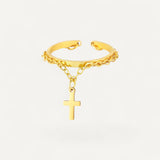 Bague Croix avec Chaîne Élégante