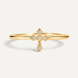 Bague Croix Pavée