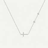 Collier Croix Horizontale Sertie