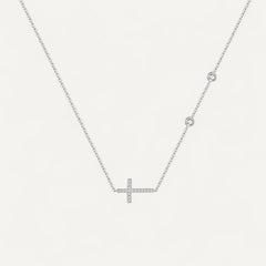 Collier Croix Horizontale Sertie