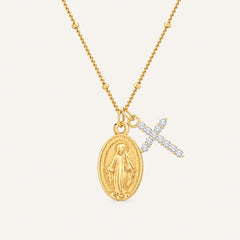 Collier Vierge Miraculeuse et Croix Zircon