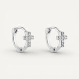 Boucles d’Oreilles Croix Créoles Serties