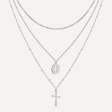 Collier Multirang Croix et Vierge Miraculeuse