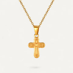Collier Croix Relief Vintage