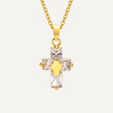 Collier Croix Lumière Pierre Blanche