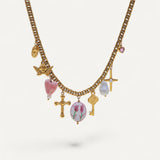 Collier Croix Charms Élégants Doré