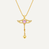 Collier Ange Cœur Rose