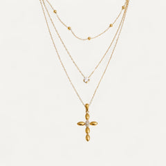 Collier Croix Multirangs Élégant