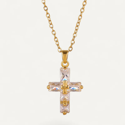 Collier Croix Cristal Rectangulaire