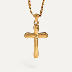 Collier Croix Doré Bombé