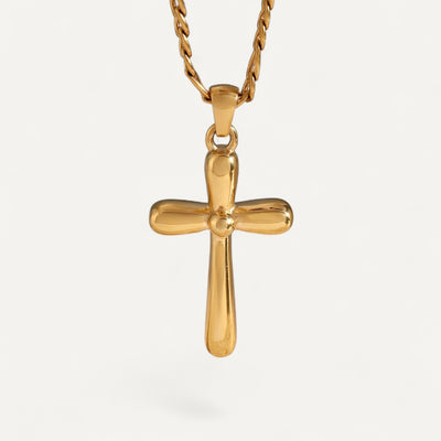 Collier Croix Doré Bombé