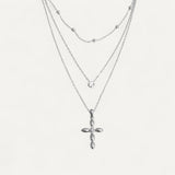 Collier Croix Multirangs Élégant