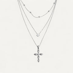 Collier Croix Multirangs Élégant
