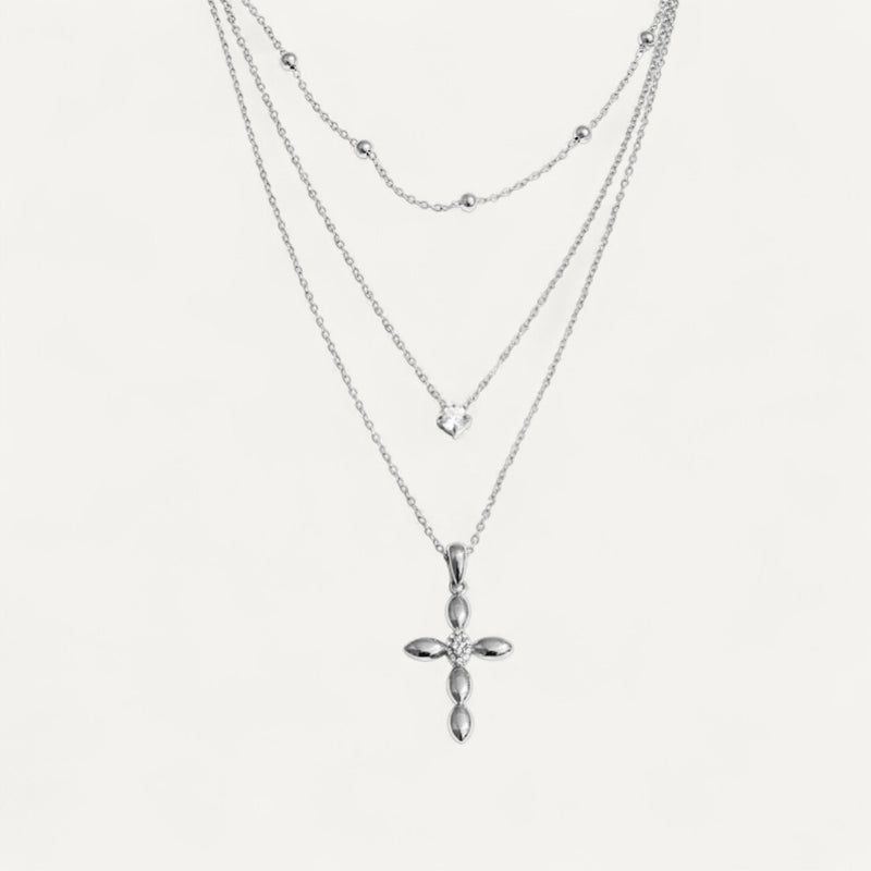 Collier Croix Multirangs Élégant