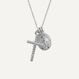 Collier Croix et Médaille Vierge en Argent 925