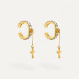Boucles Créoles Croix Pendantes avec Pierres