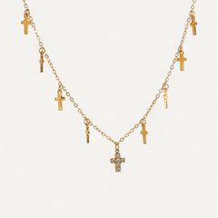 Collier Croix Multi Breloques