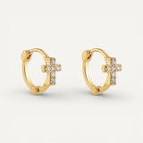 Boucles d’Oreilles Croix Créoles Serties