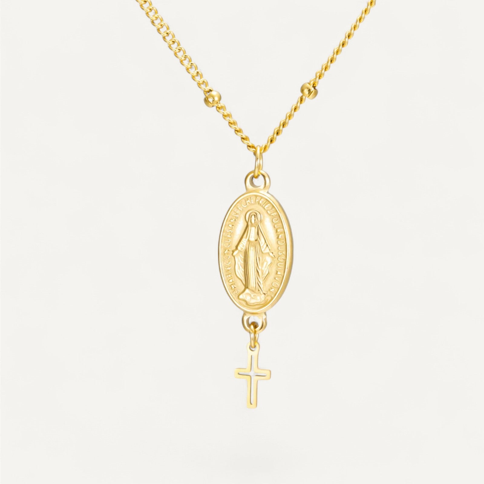 Collier Croix Médaille Miraculeuse Élégante