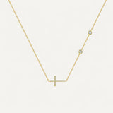 Collier Croix Horizontale Sertie