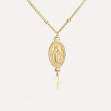Collier Croix Médaille Miraculeuse Élégante