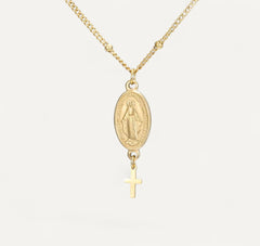 Collier Croix Médaille Miraculeuse Élégante
