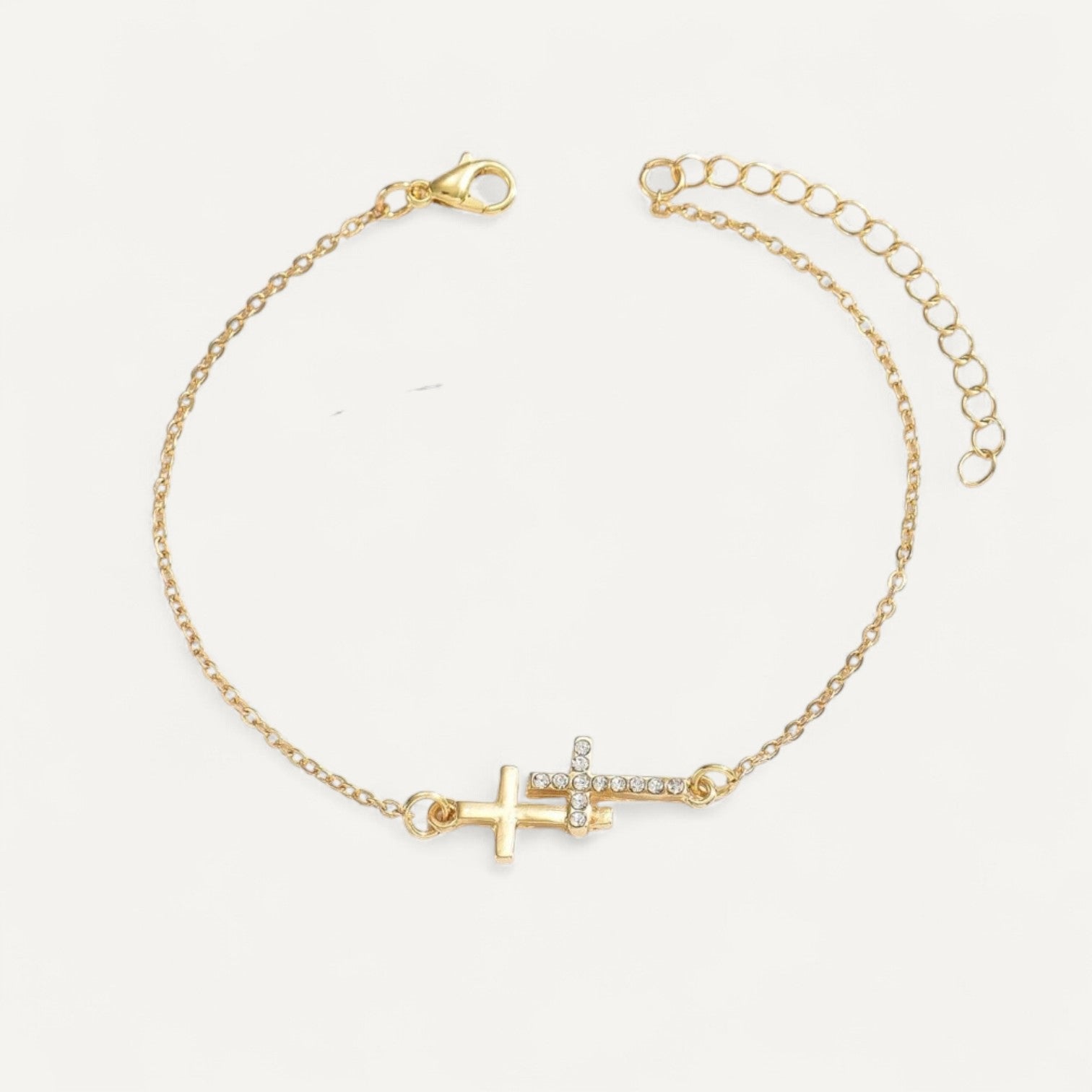 Bracelet Croix Doré avec Strass