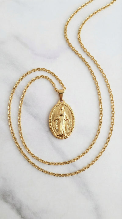 Collier Croix Médaille Vierge Miraculeuse