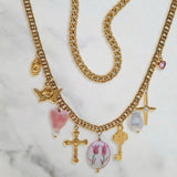 Collier Croix Charms Élégants Doré