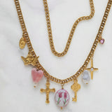 Collier Croix Charms Élégants Doré